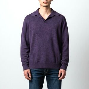 Banana Republic Men’s Long Sleeve 100% Merino Wool Polo Shirt Size Large Preppy